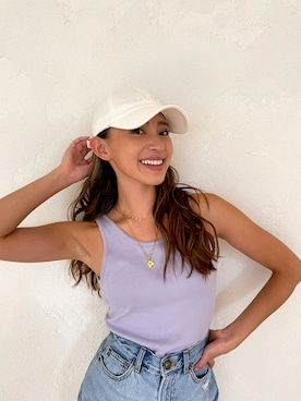 「キャップ女子」｜ALEXIA STAMさん（レディース・163cm）の夏コーディネート