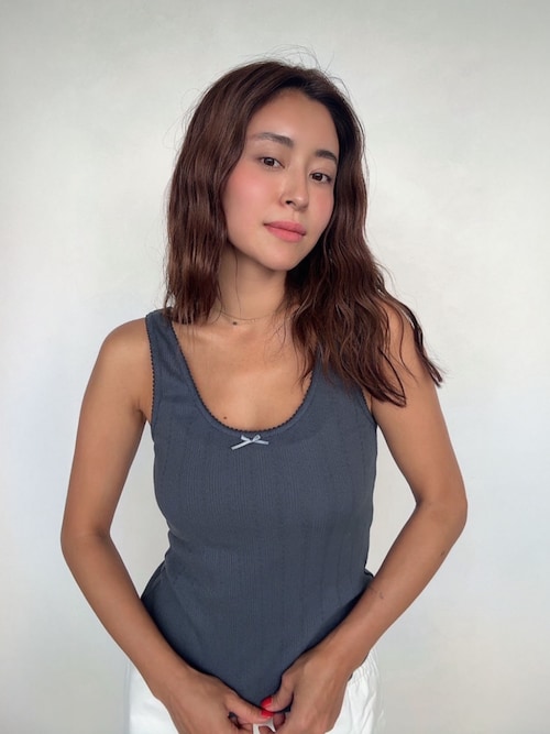 セール】Pico Lace Ribbon Tank Top /ピコレースリボンタンク