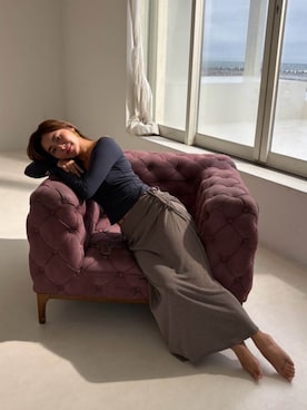 「ALEXIA STAM（アリシアスタン）のSide Drawstring Skirt /サイドスピンドルスカート（スカート、ブラウン系）」を使った、ALEXIA STAMさん（レディース・155cm）の秋コーディネート