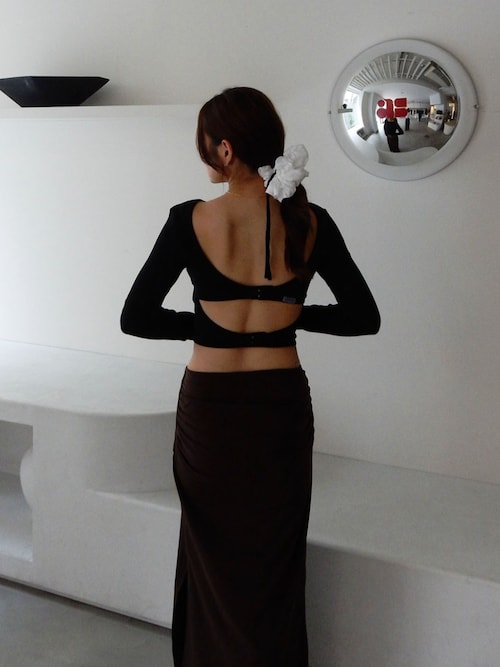 アリシアスタン☆Wellness Rib Dress ブラックM Wellness Rib Dress /パッドinリブワンピース（ワンピース
