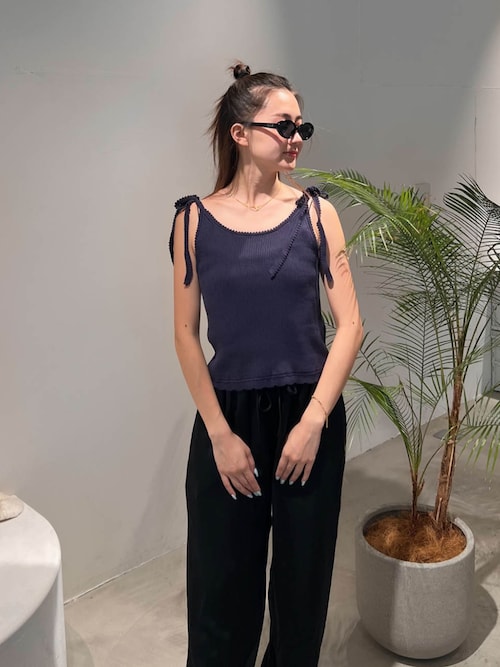 Ribbon Knit Camisole / 肩リボンキャミ（キャミソール）｜ALEXIA STAM