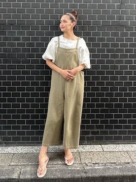 「アイテム（サロペット/オーバーオール、グリーン系）」を使った、ALEXIA STAMさん（レディース・163cm）の夏コーディネート