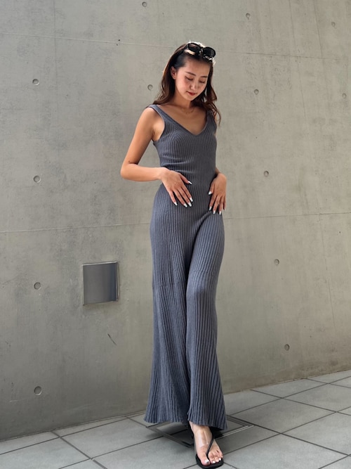 セール】Rib Knit Flare Dress /カップ付きリブニットワンピース