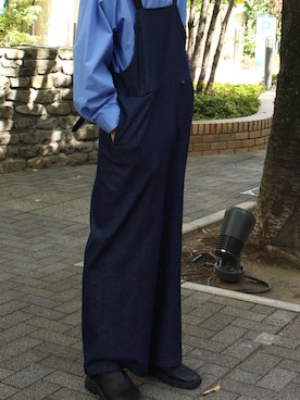 「Uiscel（ユイセル）のアイテム（オールインワン・サロペット）」を使った、吉沢成夏（ヨシザワセナ）さん（メンズ・180cm）の秋コーディネート