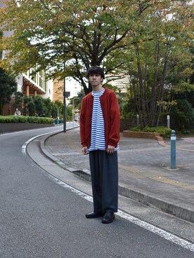 「Uiscel（ユイセル）のアイテム（シューズ）」を使った、吉沢成夏（ヨシザワセナ）さん（メンズ・180cm）の秋コーディネート