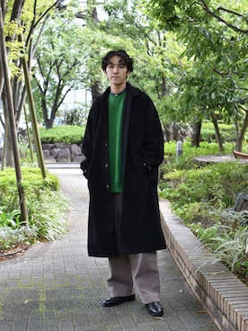 「チェック柄に恋してる」｜「アイテム（チノパンツ）」を使った、吉沢成夏（ヨシザワセナ）さん（メンズ・180cm）の冬コーディネート