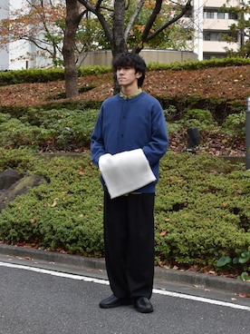 「Uiscel（ユイセル）のアイテム」を使った、吉沢成夏（ヨシザワセナ）さん（メンズ・180cm）の冬コーディネート