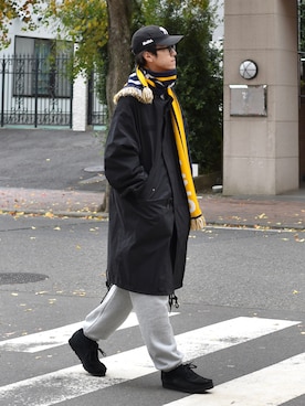 「マフラー」｜「アイテム（モッズコート）」を使った、吉沢成夏（ヨシザワセナ）さん（メンズ・180cm）の冬コーディネート