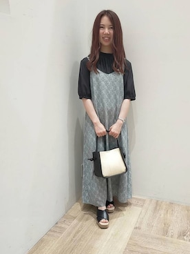 ワンピースを使った 黒ブラウス の人気ファッションコーディネート Wear