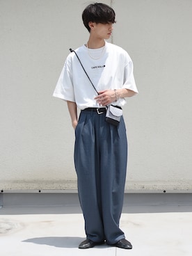 「デニムっていいよね」｜「アイテム（スラックス）」を使った、おやすみくん💤さん（メンズ・170cm）の夏コーディネート