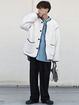 「coen」｜「アイテム（ブルゾン）」を使った、おやすみくん💤さん（メンズ・170cm）の冬コーディネート