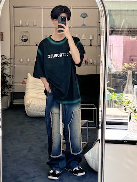 「Theater code（シアターコード）のアイテム（トップス）」を使った、おやすみくん💤さん（メンズ・170cm）の夏コーディネート