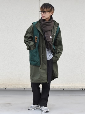 「kutir」｜「アイテム（モッズコート）」を使った、おやすみくん💤さん（メンズ・170cm）の冬コーディネート