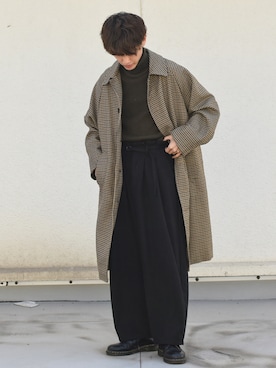 「coen」｜「アイテム（ステンカラーコート）」を使った、おやすみくん💤さん（メンズ・170cm）の冬コーディネート