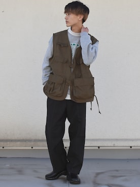 「DEVICE（デバイス）のアイテム（トップス）」を使った、おやすみくん💤さん（メンズ・170cm）の冬コーディネート