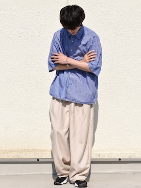 「ファッションの力を信じよう」｜「アイテム（スラックス）」を使った、おやすみくん💤さん（メンズ・170cm）の夏コーディネート