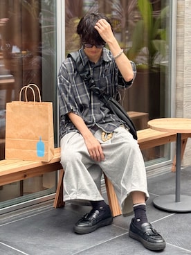 「アイテム（ウォレットチェーン、ホワイト系）」を使った、おやすみくん💤さん（メンズ・170cm）の秋コーディネート