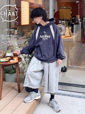 「アイテム（スウェットパンツ）」を使った、おやすみくん💤さん（メンズ・170cm）の秋コーディネート