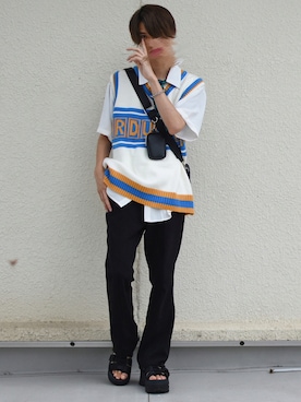 「韓国風コーデ」｜「アイテム（スラックス）」を使った、おやすみくん💤さん（メンズ・170cm）の夏コーディネート
