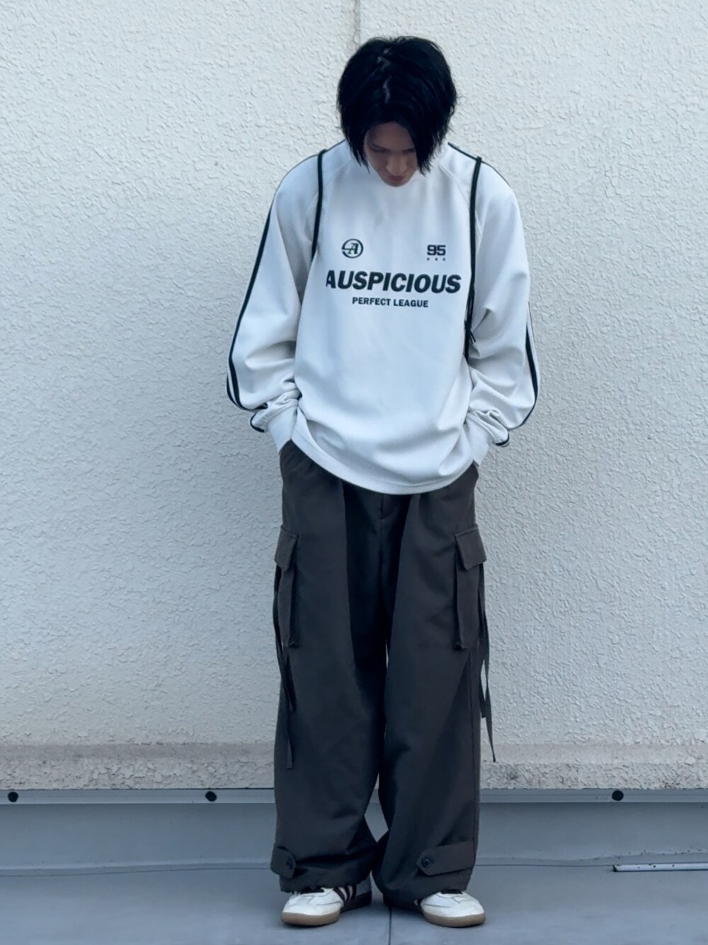 ZIP FIVE】 袖 サイドライン ストレッチ 長袖 ゲーム ロゴ Tシャツ