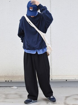 「epnok」｜「アイテム（キャップ）」を使った、おやすみくん💤さん（メンズ・170cm）の秋コーディネート