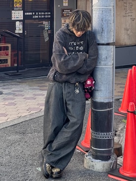 「アイテム（パーカー）」を使った、おやすみくん💤さん（メンズ・170cm）の秋コーディネート