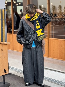 「アイテム（マフラー）」を使った、おやすみくん💤さん（メンズ・170cm）の秋コーディネート