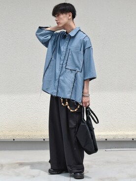 「SENSE OF PLACE by URBAN RESEARCH（センスオブプレイスバイアーバンリサーチ）のフェイクレザーマルシェバッグ（トートバッグ）」を使った、おやすみくん💤さん（メンズ・170cm）の夏コーディネート