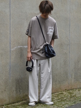 「MinoriTY（マイノリティ）の2タックテーパードワイドパンツ【MinoriTY × WEARISTA Mr.SZK（ミスタースズキ）コラボ】（スラックス）」を使った、おやすみくん💤さん（メンズ・170cm）の夏コーディネート