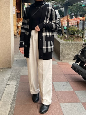 「LACOSTE」｜「アイテム（ダッフルコート）」を使った、chiauさん（レディース・158cm）の冬コーディネート