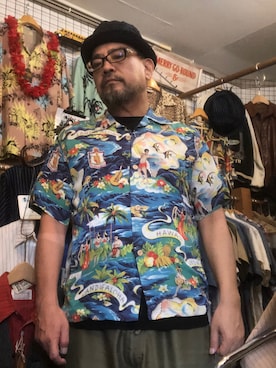 「SUGAR CANE（シュガーケーン）のアイテム（帽子）」を使った、デルソル熊本👖さん（メンズ・170cm）の夏コーディネート