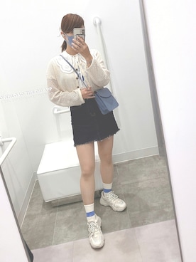 「DHOLIC（ディーホリック）のアイテム（デニムスカート）」を使った、yuuuu.☺︎さん（レディース・158cm）の秋コーディネート