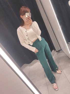 「DHOLIC（ディーホリック）のアイテム（チューブトップ）」を使った、yuuuu.☺︎さん（レディース・158cm）の秋コーディネート