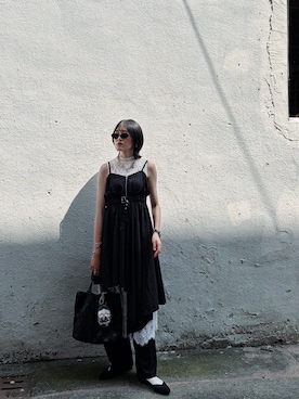 「BARELY BLUE（ベアリーブルー）のアイテム」を使った、ウツミさん（レディース・172cm）の春コーディネート