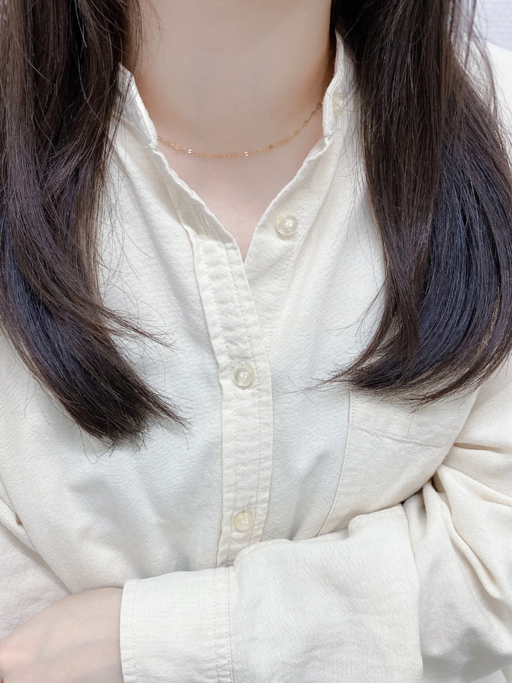 「BLOOM、BLOOMジュエリー、BLOOM ONLINE STORE、ネックレス、ステンレス、チェーンネックレス」｜「BLOOMのサージカルステンレス 316L ファインスティール デザインネックレス BLOOM/ブルーム（ネックレス、その他）」を使った、本社スタッフ（BLOOM ONLINE STORE）さん（レディース・153cm）の冬コーディネートの1枚目の写真