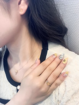 「アイテム（ピアス（片耳用）、ゴールド系）」を使った、本社スタッフ（BLOOM ONLINE STORE）さん（レディース・155cm）の夏コーディネート