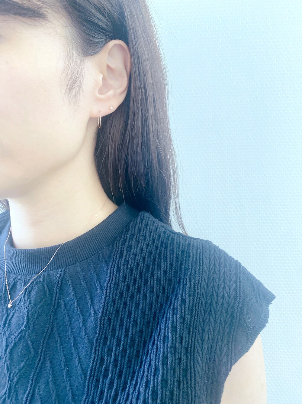 エステール ESTELLE K18YG ダイヤモンド ひし形 スタッドピアス K18 