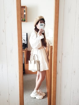 「ZOZOでしか買えない」｜「アイテム（ハンチング/ベレー帽）」を使った、みうさん（レディース・155cm）の秋コーディネート