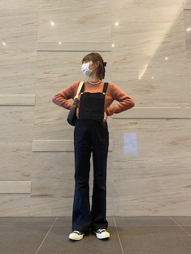 「SLY（スライ）のアイテム（オールインワン・サロペット）」を使った、re!naさん（レディース・163cm）の冬コーディネート