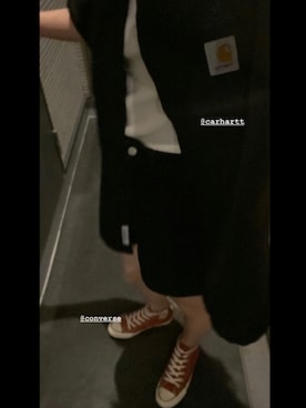 「Carhartt（カーハート）のアイテム（ジャケット/アウター）」を使った、re!naさん（レディース・163cm）の夏コーディネート