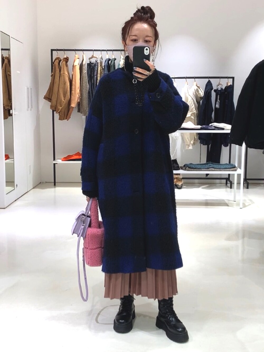 BEAMS BOY バッファローチェック ノーカラーコート 【公式通販】