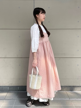 「Samansa Mos2（サマンサ モスモス）のインドカットワーク刺繍七分袖ブラウス（シャツ/ブラウス）」を使った、kanaさん（レディース・163cm）の春コーディネート