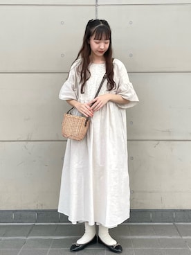 「Samansa Mos2（サマンサ モスモス）のモチーフレースワンピース（ワンピース）」を使った、kanaさん（レディース・163cm）の春コーディネート