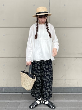 「Samansa Mos2（サマンサ モスモス）のインドコットン胸元レースブラウス（シャツ/ブラウス）」を使った、kanaさん（レディース・163cm）の春コーディネート