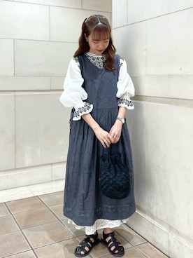 「レーススカート」｜「アイテム（チュニック）」を使った、kanaさん（レディース・163cm）の春コーディネート