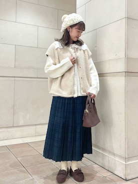 「チェック柄に恋してる」｜「アイテム（モカシン/デッキシューズ）」を使った、kanaさん（レディース・163cm）の冬コーディネート