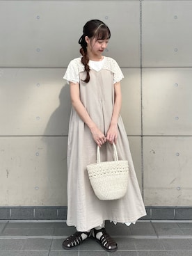「みんなの白Tフェス」｜「アイテム（ワンピース/ドレス）」を使った、kanaさん（レディース・163cm）の夏コーディネート