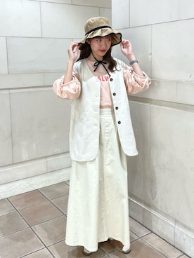 「ロングベスト」｜「アイテム（その他アウター）」を使った、kanaさん（レディース・163cm）の春コーディネート