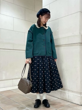 「パイピングコート」｜「アイテム（ハンチング/ベレー帽）」を使った、kanaさん（レディース・163cm）の秋コーディネート