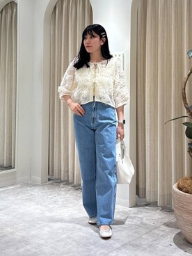 「mysty woman（ミスティウーマン）のリボンスタッズバレエ  292512（バレエシューズ）」を使った、Renaさん（レディース・155cm）の春コーディネート